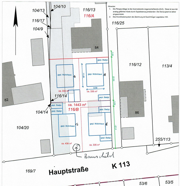 Lageplan Einfamilienhäuser Isernhagen FB